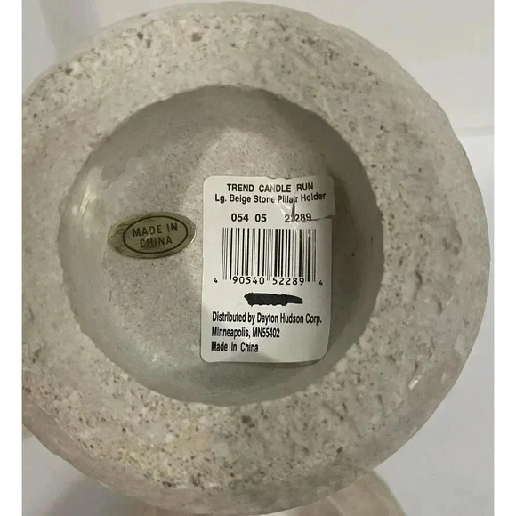 Stone Pillar Candle Holder 9.5”Candle Up To 1.5” Medium Beige Trend Candle Run - Picture 6 of 8